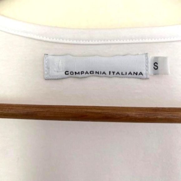 COMPAGNIA ITALIANA, WHITE LONG SLEEVE V-NECK TOP S - Picture 3 of 5